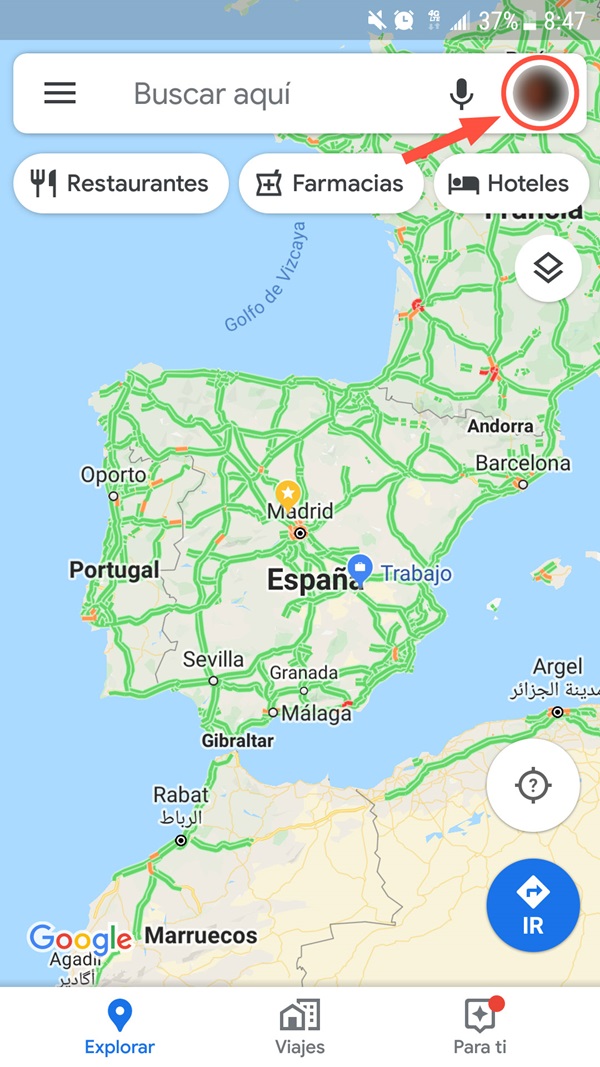 pantalla inicio gps
